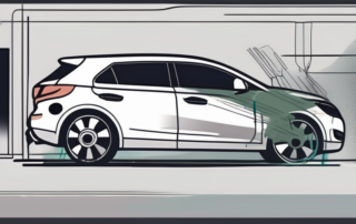 A car with a small scratch being repaired with a paint marker