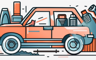 A car with its hood open revealing various parts like the engine