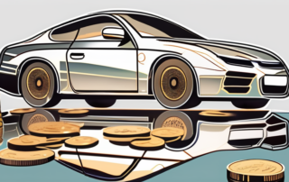 A glossy ceramic-coated car with a reflection of coins and bills on its surface