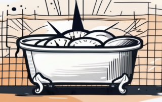 A tub of spackling paste with a clock next to it