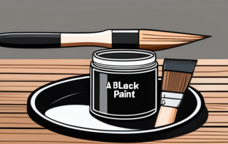 A black matte acrylic paint can with a paintbrush