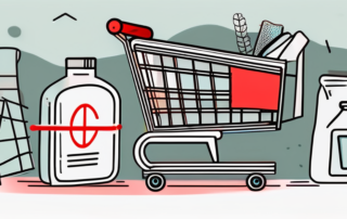 A shopping cart with a red cancel symbol over it