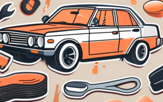 A glossy car with patches of clear coat peeling off