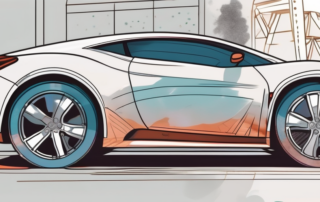 A car's fender being painted