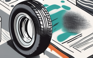 A car tire being painted