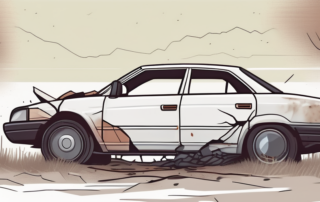 A damaged car with visible signs of a crash