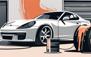 A car tire coated with a shiny layer of rubber paint