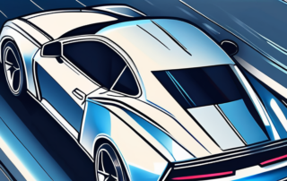 A shiny metallic blue car with a glossy finish