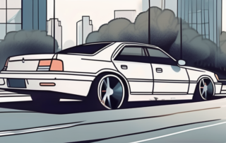 A parked car with noticeable dents and scratches on one side