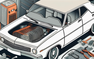A car with its hood open