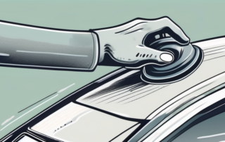 A suction cup attached to a car dent