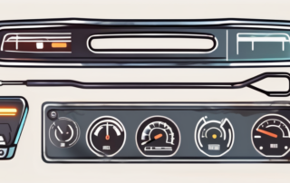 A car dashboard with various service indicators lit up