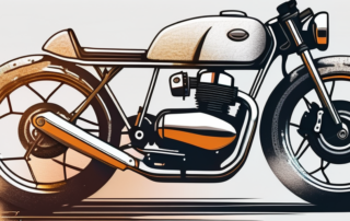 A motorcycle in the process of being coated with spray film