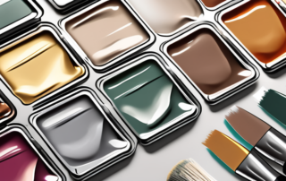 Various metallic paint samples on a palette