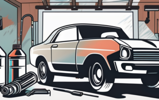 A spray can with a car silhouette on it