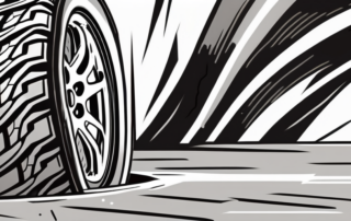 A car tire bursting on a road