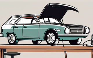 A car with its hood open