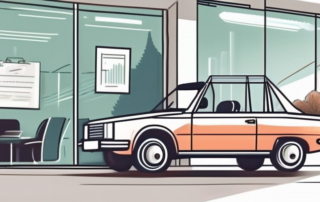 A sold sign hanging on a sleek car with keys and ownership documents nearby