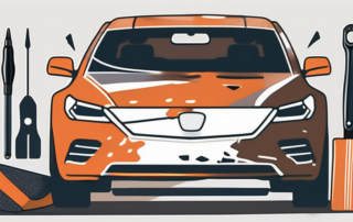 A car with a stone chip damage on the paintwork