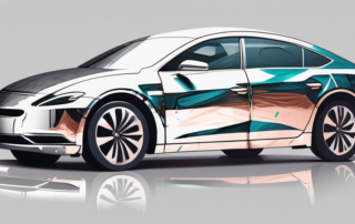 A car half-covered in foil wrap and the other half freshly painted