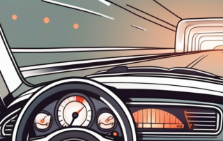 A car dashboard with a lit-up "service" indicator light