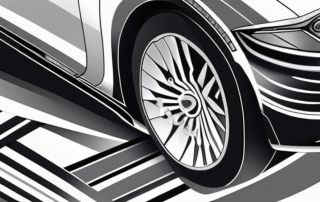 A sleek black and white car