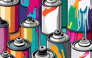 Various spray paint cans in different colors