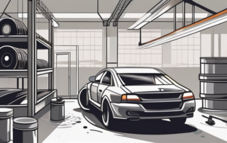 A set of car rims in the process of being painted