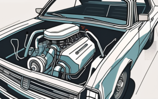 A car with an open hood