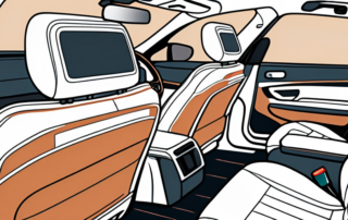 A car interior showcasing various areas of upholstery including seats