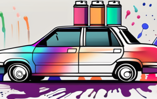 Various auto spray cans with different colors