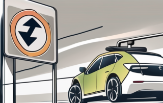 An electric car with a leasing and a buying tag hanging from its rearview mirror