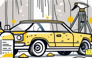 A car with noticeable yellow stains on its surface