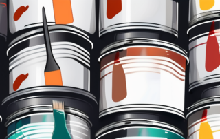 A variety of car paint cans with different colors being mixed together