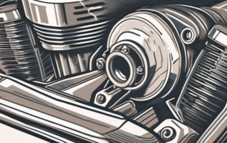 A car engine opened up with various cleaning tools nearby