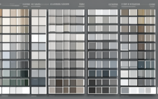 Various shades of grey in a ral color chart format
