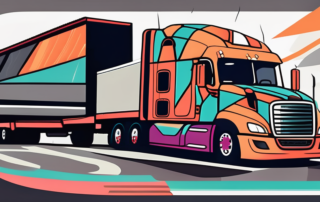 A large truck tire adorned with colorful and creative designs