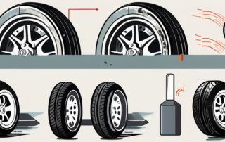 A car tire with visible damages