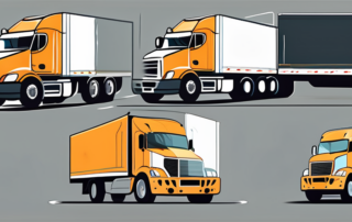 A large truck in a professional paint booth with a spray gun applying a fresh coat of paint