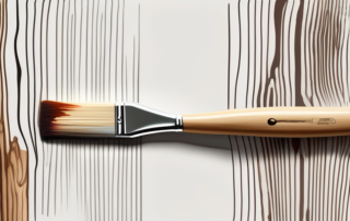 A paintbrush applying clear varnish on a dried