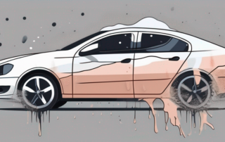 A car with visible signs of paint damage from a hailstorm