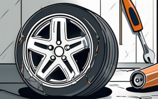 A damaged alloy wheel on a car