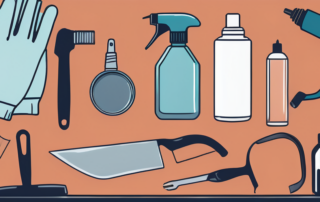 Various tools and products used for removing spray paint