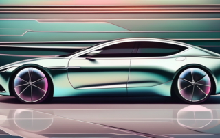 A sleek car painted in iridescent mother-of-pearl color