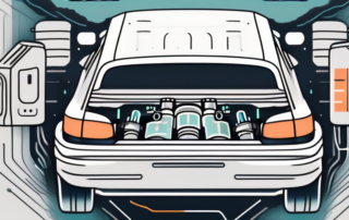 A car with an open hood