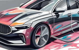 A car being painted with acrylic lacquer