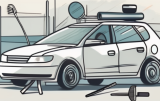 A car with detached side mirror