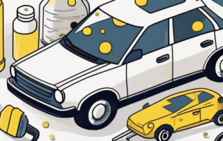 A car with yellow spots on it