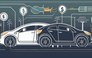 An electric car and a gasoline car side by side