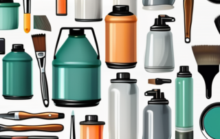 Various tools used for applying synthetic resin paint